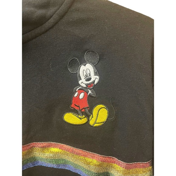Disney Black Mickey Mouse Rainbow Pride Qtr Zip Cropped Jacket/Shirt L 11-13 - Picture 2 of 5